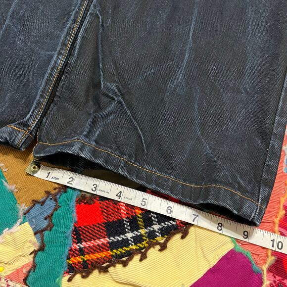 Red Ape Y2K White Embroidered Dark Washed Baggy Jeans 36Wx30L - Picture 7 of 7